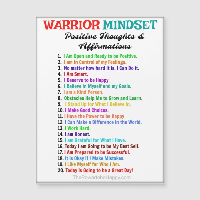 Carte Magnétique Affirmations positives - Esprit guerrier (Devant)