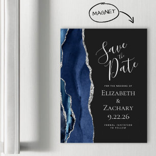 Carte Magnétique Agate Marine Bleu Argent foncé Magnétique Enregist