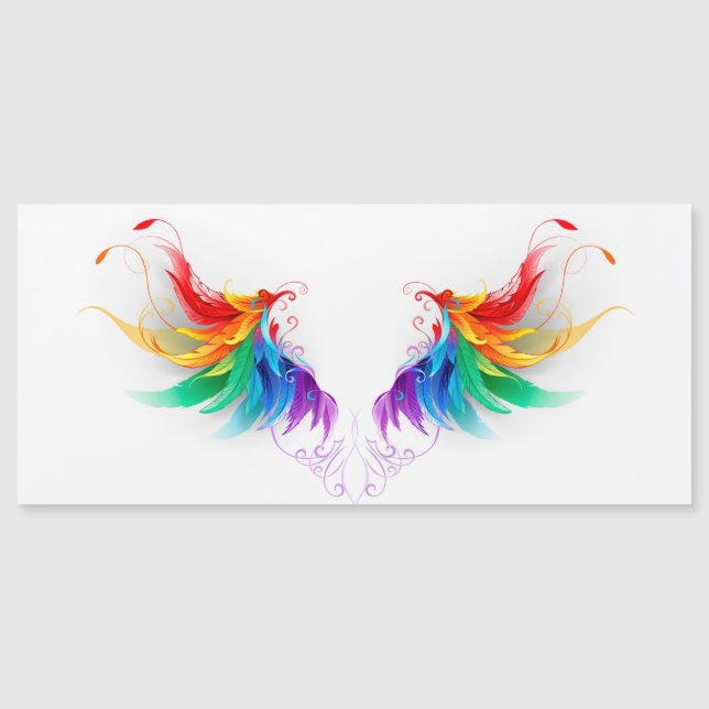Carte Magnétique Ailes fluffy arc-en-ciel (Devant)