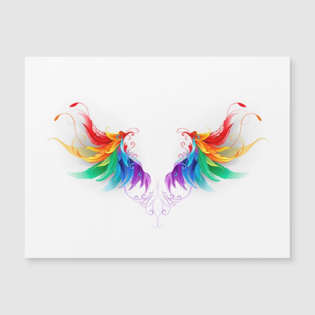 Carte Magnétique Ailes fluffy arc-en-ciel (Devant)