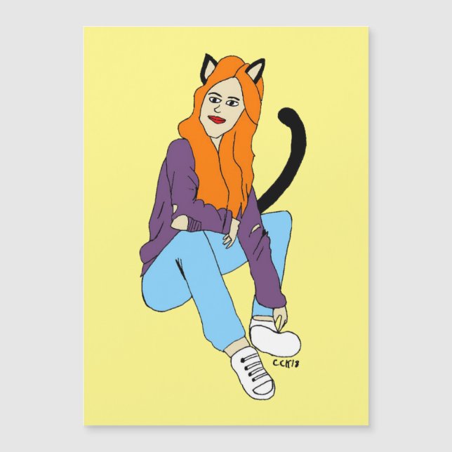 Carte Magnétique aimant catgirl (Devant)