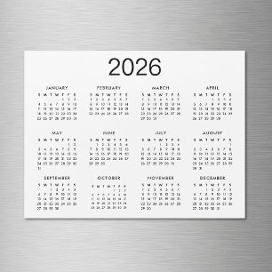 Carte Magnétique Aimant de calendrier 2024 noir et blanc classique
