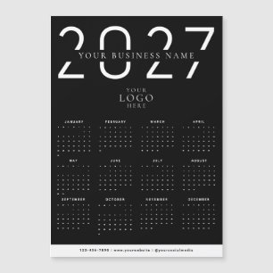 Carte Magnétique Aimant de calendrier d'affaires moderne 2027 noir 