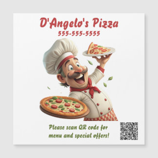 Carte Magnétique Aimant de code QR de restaurant de pizza modifiabl