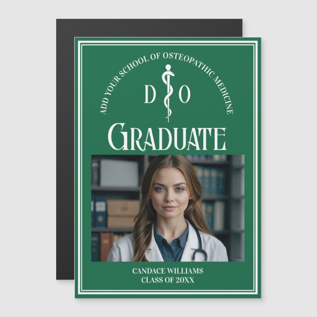Carte Magnétique Aimant de diplôme de l'école Médicale d'ostéopathi (Devant / Derrière)