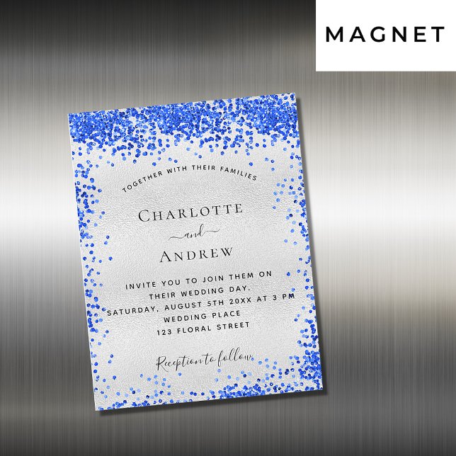 Carte Magnétique Aimant de luxe bleu roi argent (Créateur téléchargé)