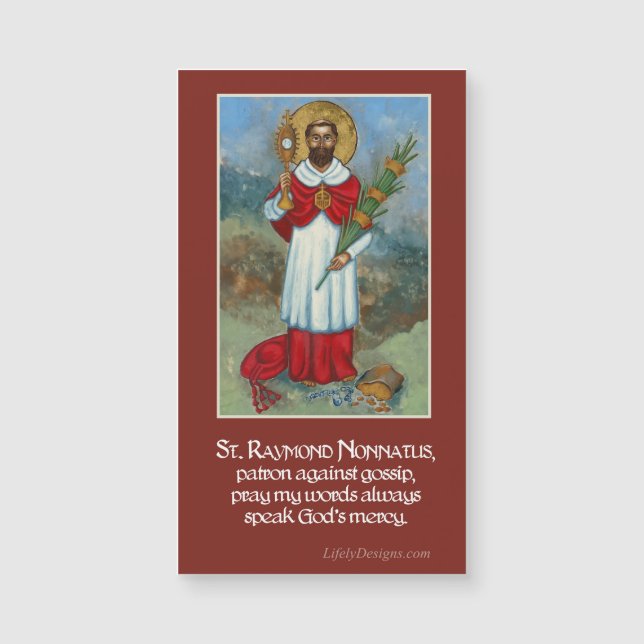 Carte Magnétique Aimant de prière de St Raymond Nonnatus (Devant)