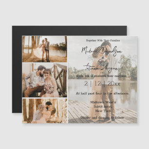 Carte Magnétique aimant d'invitation de mariage collage de 4 photos