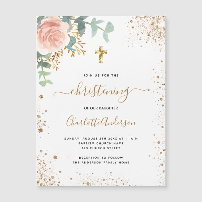 Carte Magnétique Aimant d'invitation rose de l'eucalyptus (Devant)