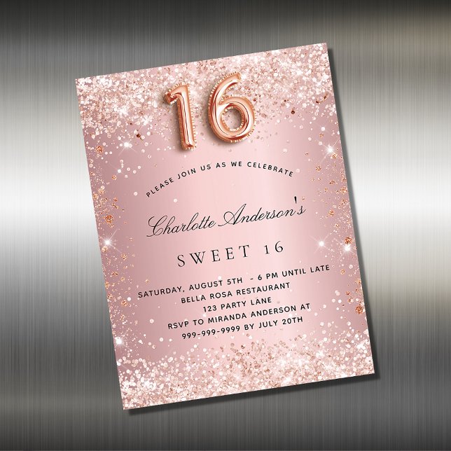 Carte Magnétique Aimant d'invitation rose rose rose pâle 16 Sweet (Créateur téléchargé)