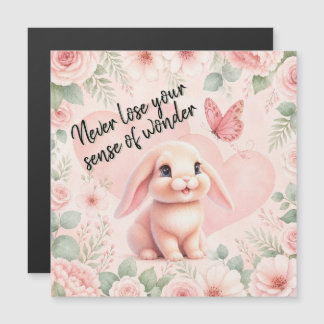 Carte Magnétique Aimant lapin et papillon adorable