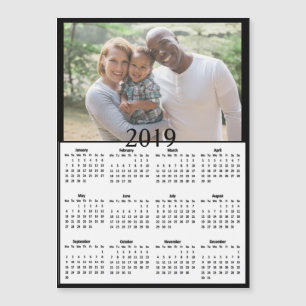 Carte Magnétique Aimant noir de photo de calendrier de l'arrière -