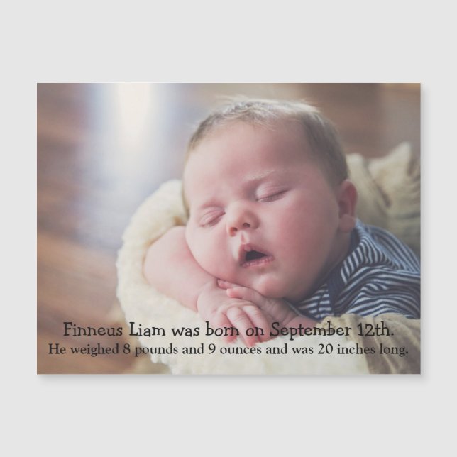 Carte Magnétique Aimant pour annonce de naissance personnalisée (Devant)