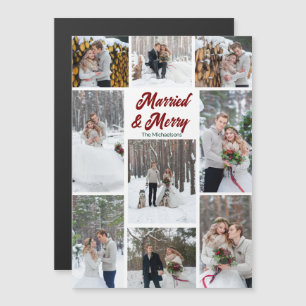 Carte Magnétique Aimé & Joyeux Noël Collage de Photos Aimant