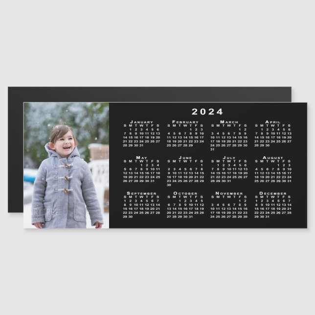 Carte Magnétique Ajouter votre calendrier photo 2024 sur le Black M (Devant / Derrière)