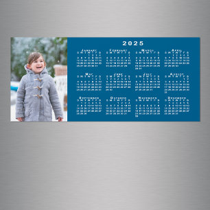 Carte Magnétique Ajouter votre calendrier Photo 2025 sur Blue Magne
