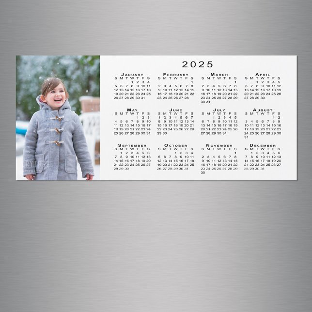 Carte Magnétique Ajouter votre calendrier photo 2025 sur le aimant  (Add Your Photo 2025 Calendar on White Magnet in situ)