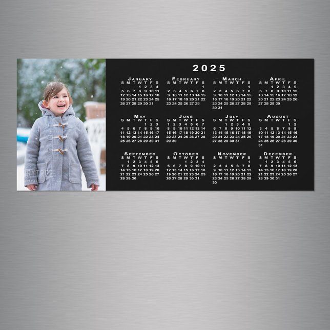 Carte Magnétique Ajouter votre calendrier photo 2025 sur le Black M (Add Your Photo 2025 Calendar on Black Magnet in situ)