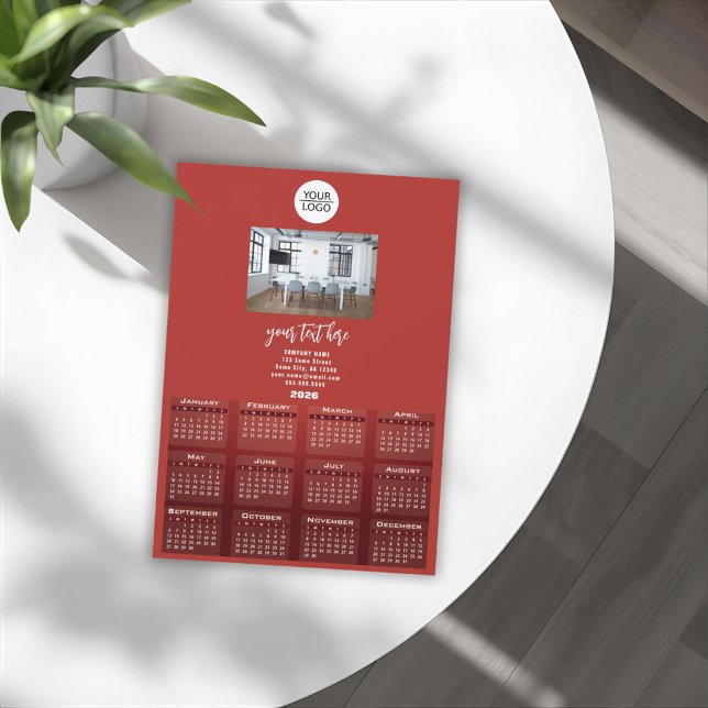 Carte Magnétique Ajouter votre logo 2026 Calendrier Société Photo (Créateur téléchargé)