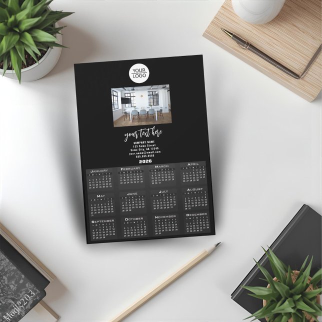 Carte Magnétique Ajouter votre logo 2026 Calendrier Société Photo (Créateur téléchargé)