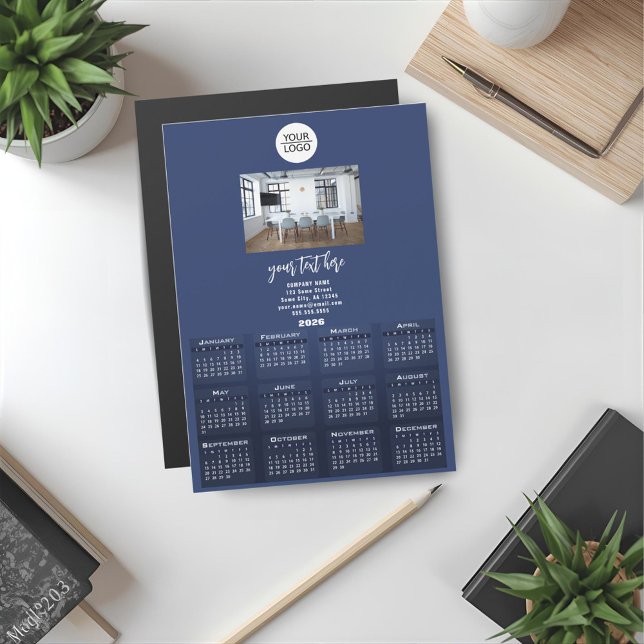 Carte Magnétique Ajouter votre logo 2026 Calendrier Société Photo (Créateur téléchargé)
