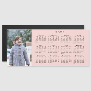 Carte Magnétique Ajouter votre photo 2023 Calendrier sur Coral Pink