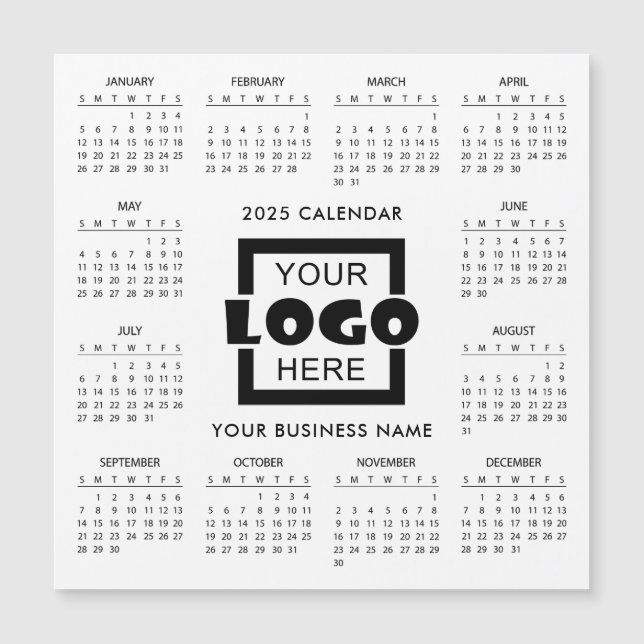 Carte Magnétique Ajoutez votre propre logo d'entreprise 2025 Calend (Devant)