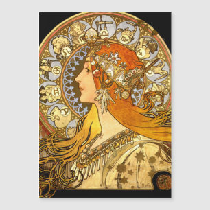 Carte Magnétique Alfonse Mucha Zodiac Art nouveau femme