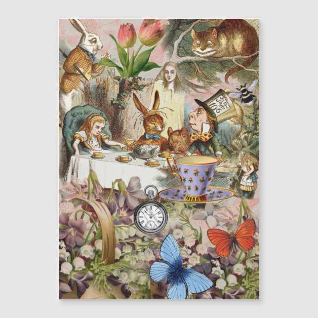 Carte Magnétique Alice au pays des merveilles Tea Party Art (Devant)