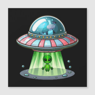 Carte Magnétique Alien enlevant une vache