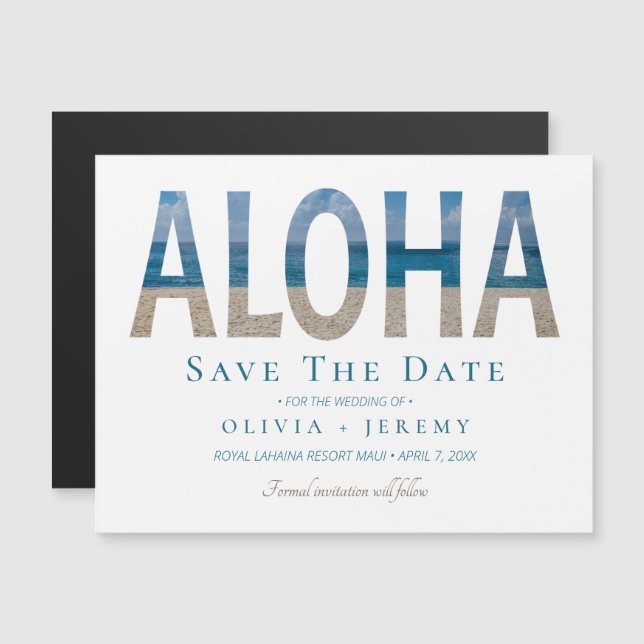 Carte Magnétique Aloha Hawaiian Beach Wedding Enregistrer La Date (Devant / Derrière)