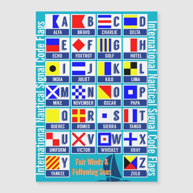 Carte Magnétique Alphabet nautique de drapeaux (Devant)