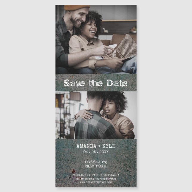 Carte Magnétique Alternative Engaged Hipster Couple Grunge Texture (Devant)