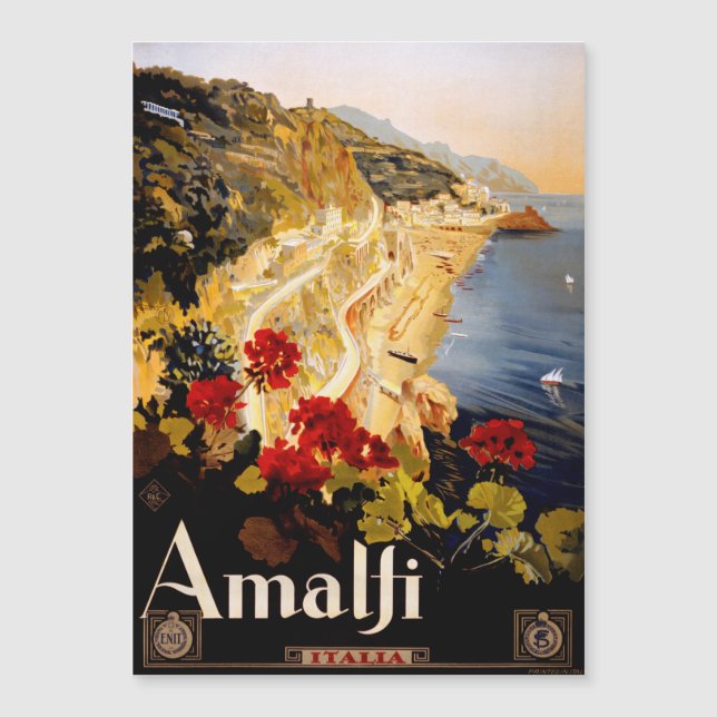 Carte Magnétique Amalfi Italie Poster de voyage Graphique d'art (Devant)
