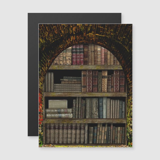 Carte Magnétique Amateurs de livres de la bibliothèque Old Book (Devant / Derrière)