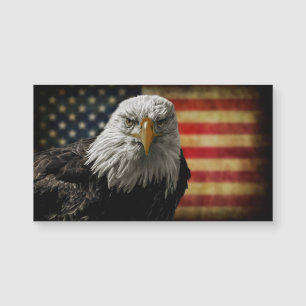 Carte Magnétique American Bald Eagle on Grunge Flag
