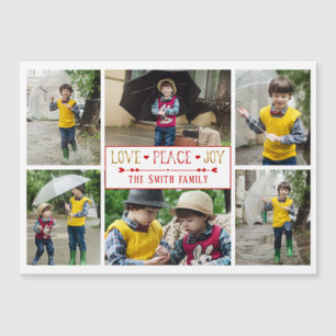 Carte Magnétique Amour festif, Paix, Joie   Six Photo Collage