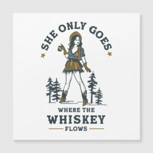 Carte Magnétique Amusante cowgirl western vintage amatrice de whisk