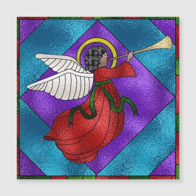 Carte Magnétique Ange de Noël en verre tendu (Devant)