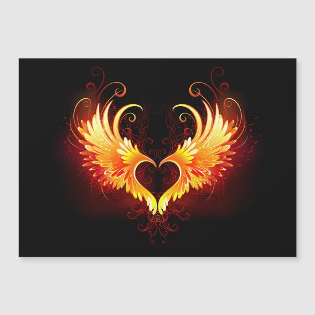Carte Magnétique Angel Fire Heart with Wings (Devant)