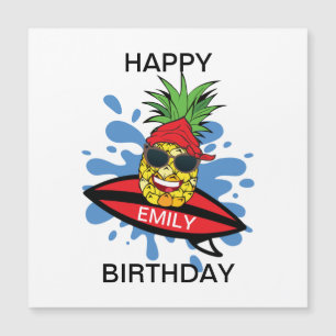 Carte Magnétique Anniversaire amusant de surf ananas