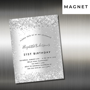 Carte Magnétique Anniversaire argent parties scintillant luxe invit