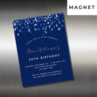 Anniversaire bleu marine confetti hommes invitatio