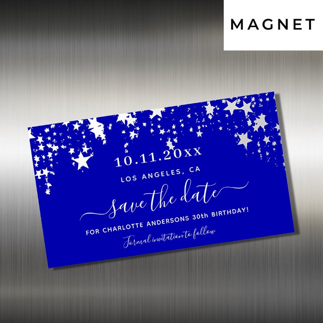 Carte Magnétique Anniversaire des étoiles bleues royales enregistre (Créateur téléchargé)