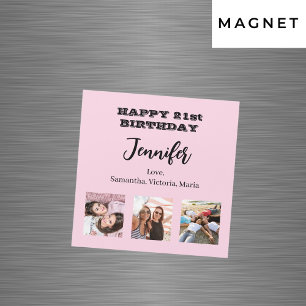 Carte Magnétique Anniversaire photo meilleurs amis aimant rose
