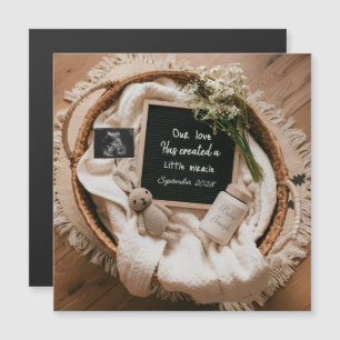 Carte Magnétique Annonce de grossesse bébé panier bohème