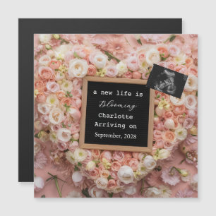 Carte Magnétique Annonce de grossesse Floral Pastel pour la révélat