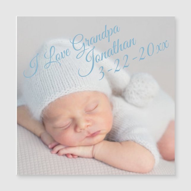 Carte Magnétique Annonce de naissance de nouveau-né Photo Grand-Pèr (Devant)