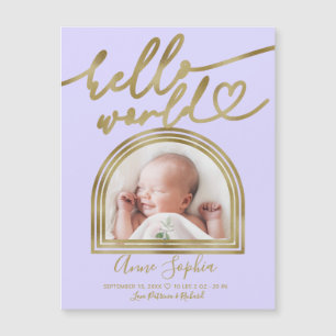 Carte Magnétique Annonce de naissance Hello World Chic Cadre Arch