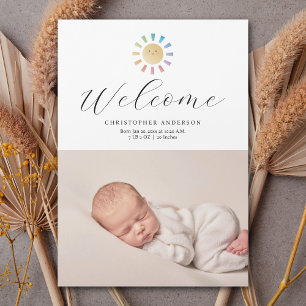 Carte Magnétique Annonce de naissance photo de garçon Minimaliste S